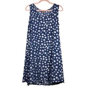 SJS Blue White Polka Dot Sleeveless Mini Dress Large